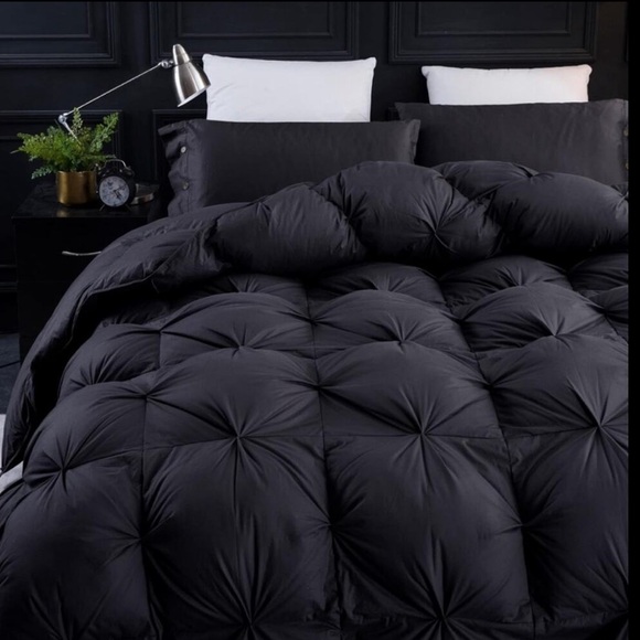 🆕 Black Duvet Down OVERSIZED KING Luxury Quilted Squares 100% Cotton 120” x 98”